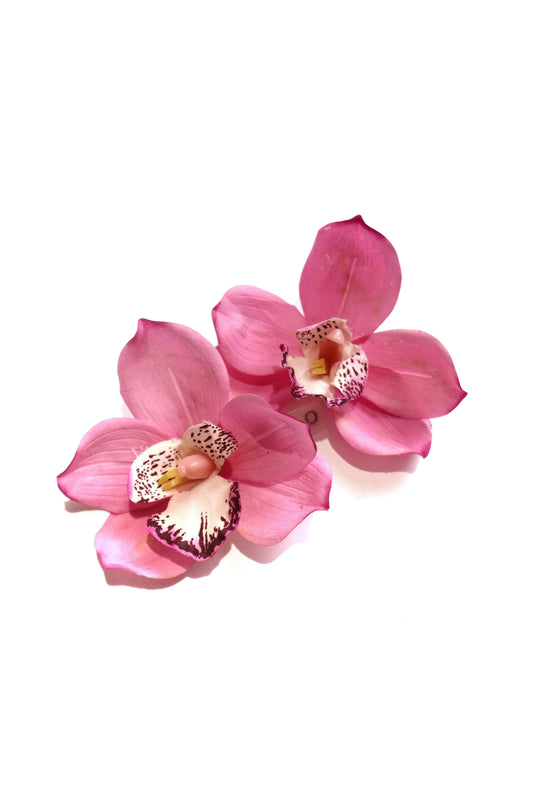 a pair of pink cymbidium orchid shoe charms