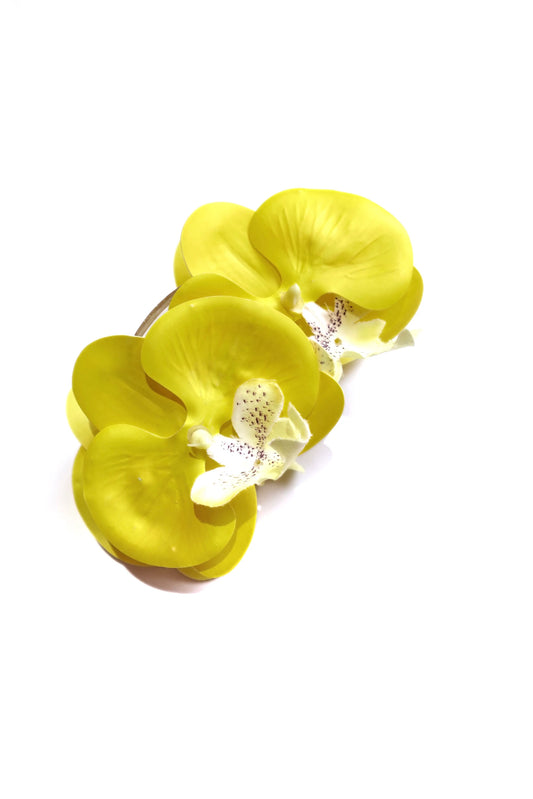 Yellow orchid flower claw clip hair accessories