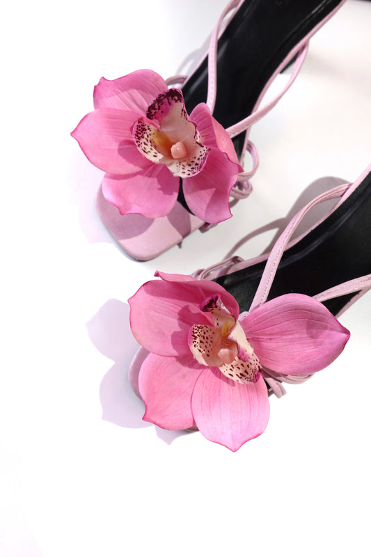 pink cymbidum orchids  flower shoe charms